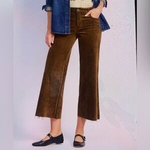 Kut from the Kloth Women’s Wide Leg Brown Corduroy Pants, 55%Cotton,45 Rayon